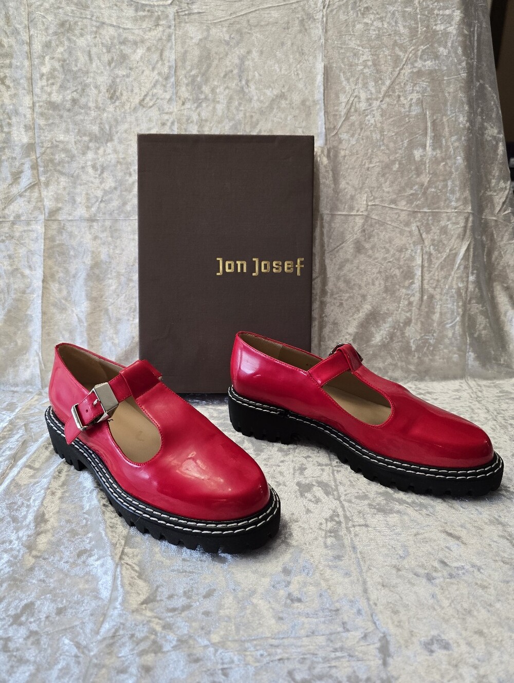 Jon Josef (Girl Red Patent) Women's Red Patent Mary Jane Platform Shoes